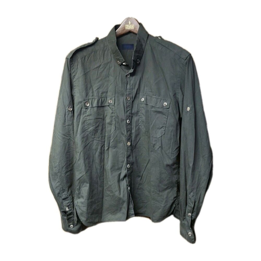 Lanvin Military Style Lightweight Button Up Shirt 40-15 3/4 SIZE M